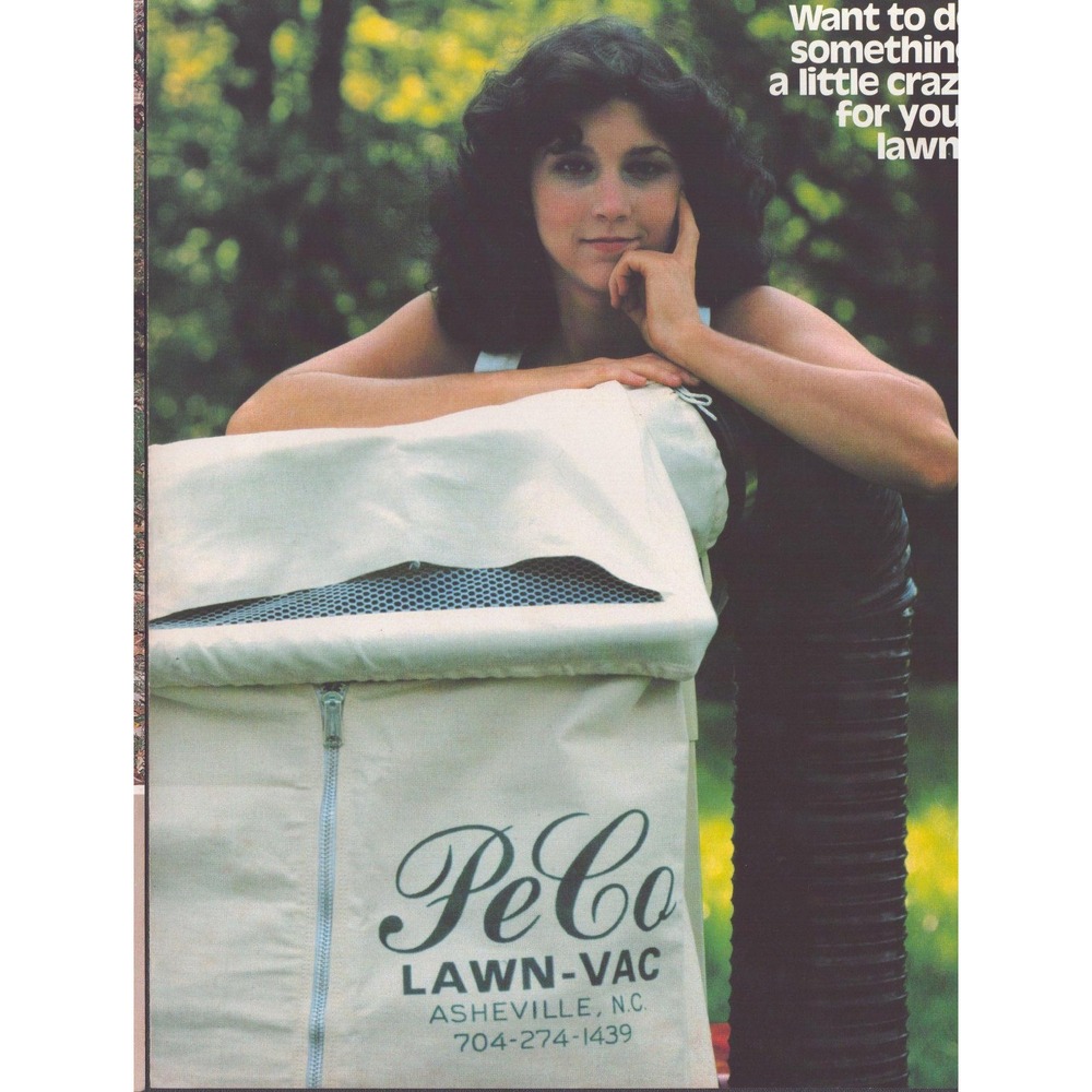 Vintage PeCo Lawn-Vac Print Ad Asheville NC Professional Lawn Care 2 Page Spread